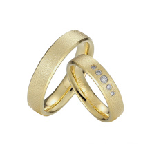 Fashion CZ Jewelry Gold Color Couple 316L Stainless Steel Wedding Ring